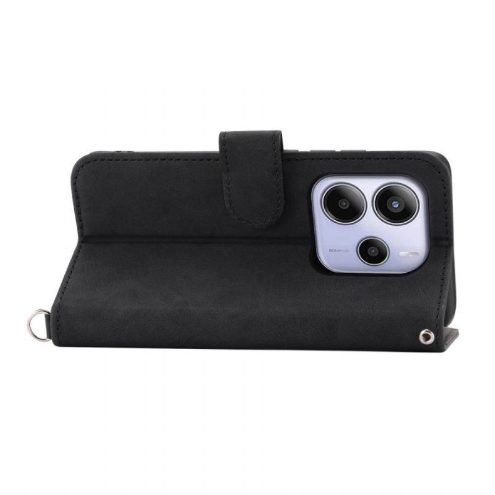 Peněženková Pouzdra Xiaomi Redmi Note 14 4g Kryty Na Mobil Květinový Vzor A Pásky