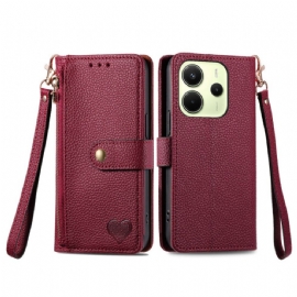 Peněženková Pouzdra Xiaomi Redmi Note 14 4g Kryty Na Mobil Peněženka Se Srdíčkovým Designem