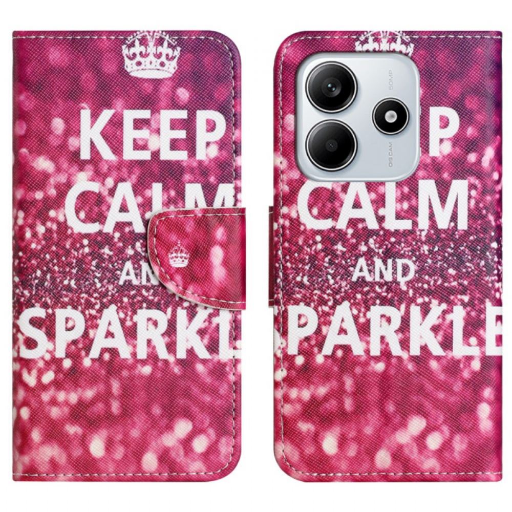 Peněženková Pouzdra Xiaomi Redmi Note 14 4g Kryty Na Mobil Zachovejte Klid A Jiskru