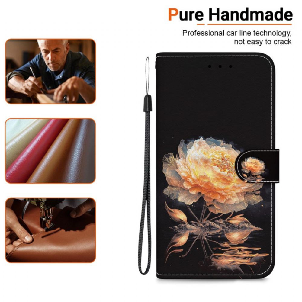 Peněženková Pouzdra Xiaomi Redmi Note 14 4g Oranžová Pivoňka