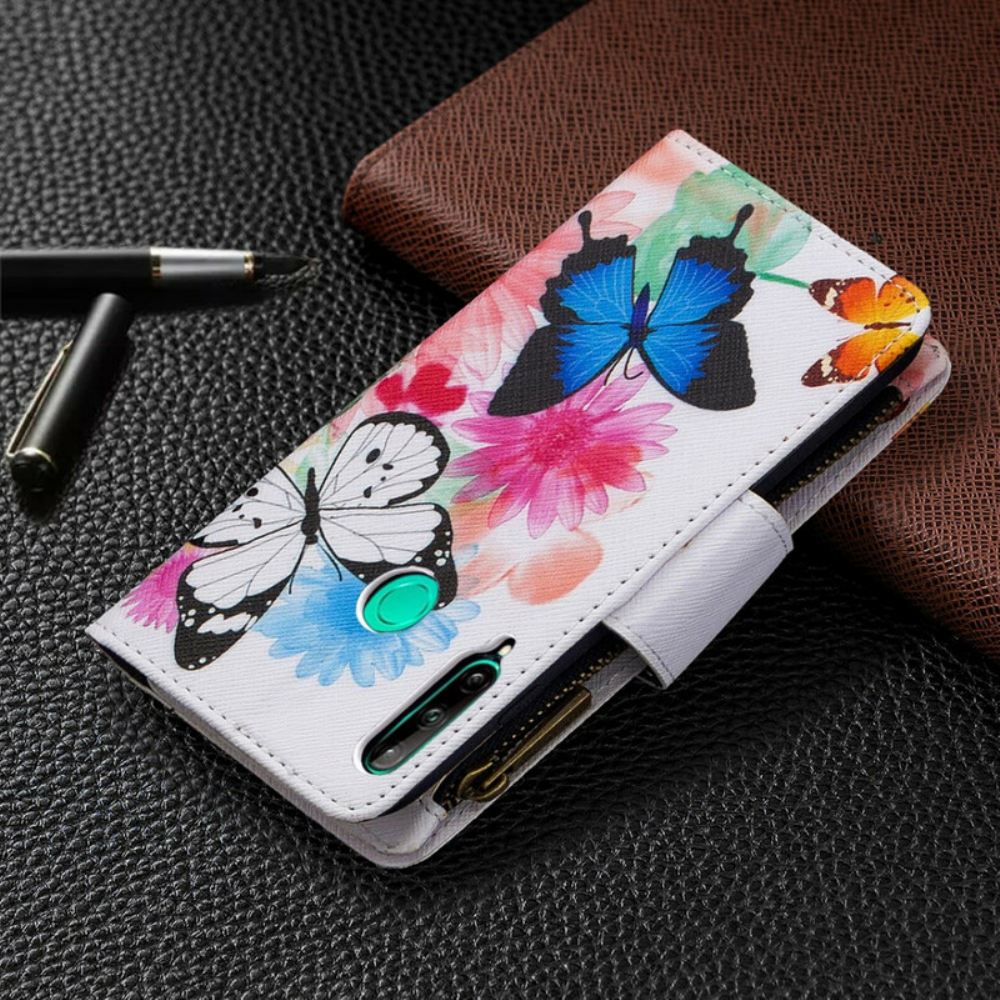Flipové Pouzdro Na Huawei P40 Lite E / Huawei Y7p Kapsa Na Zip S Motýly