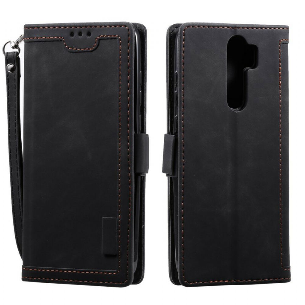 Flipové Pouzdro Na Xiaomi Redmi 9 Dvoubarevná Umělá Kůže Se Zesílenými Hranami