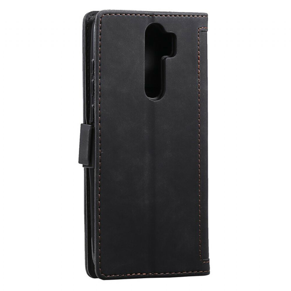 Flipové Pouzdro Na Xiaomi Redmi 9 Dvoubarevná Umělá Kůže Se Zesílenými Hranami