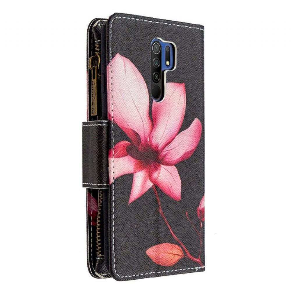 Flipové Pouzdro Na Xiaomi Redmi 9 Květinová Kapsa Na Zip