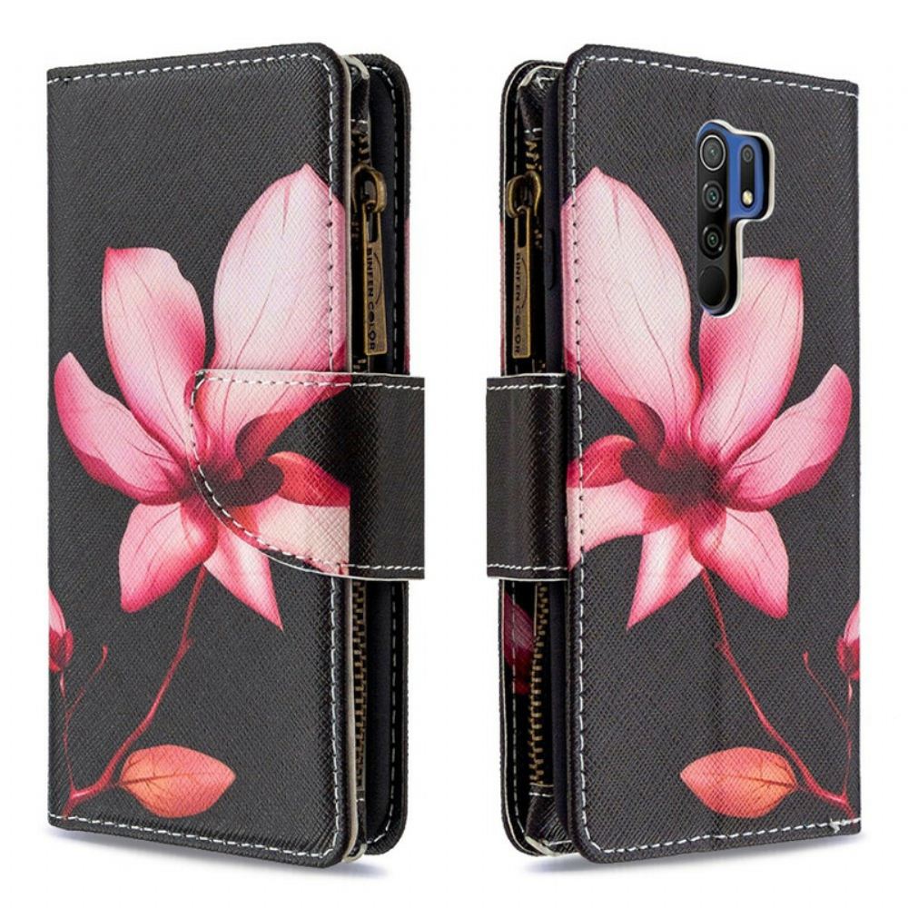 Flipové Pouzdro Na Xiaomi Redmi 9 Květinová Kapsa Na Zip