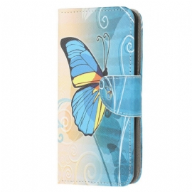 Flipové Pouzdro Na Xiaomi Redmi 9 Modrý A Žlutý Motýl
