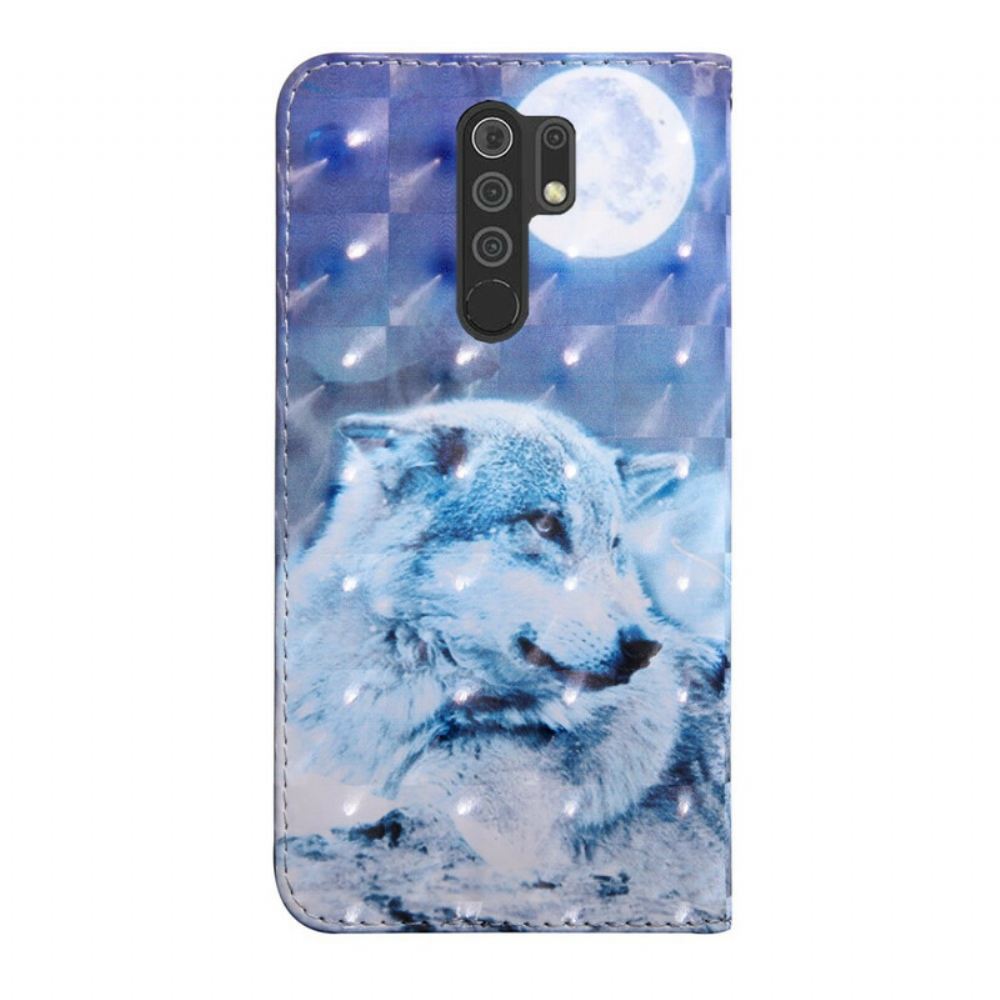 Flipové Pouzdro Na Xiaomi Redmi 9 Měsíčný Vlk