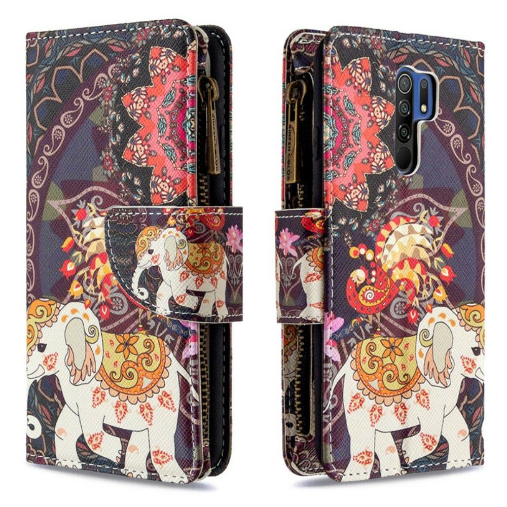 Flipové Pouzdro Na Xiaomi Redmi 9 Sloní Kapsa Na Zip