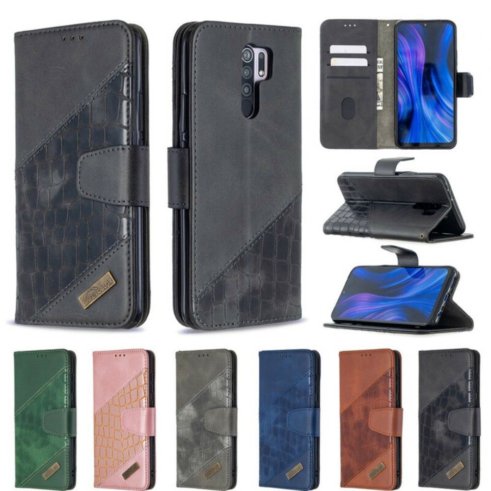 Kožené Pouzdro Na Xiaomi Redmi 9 Klasický Efekt Krokodýlí Kůže