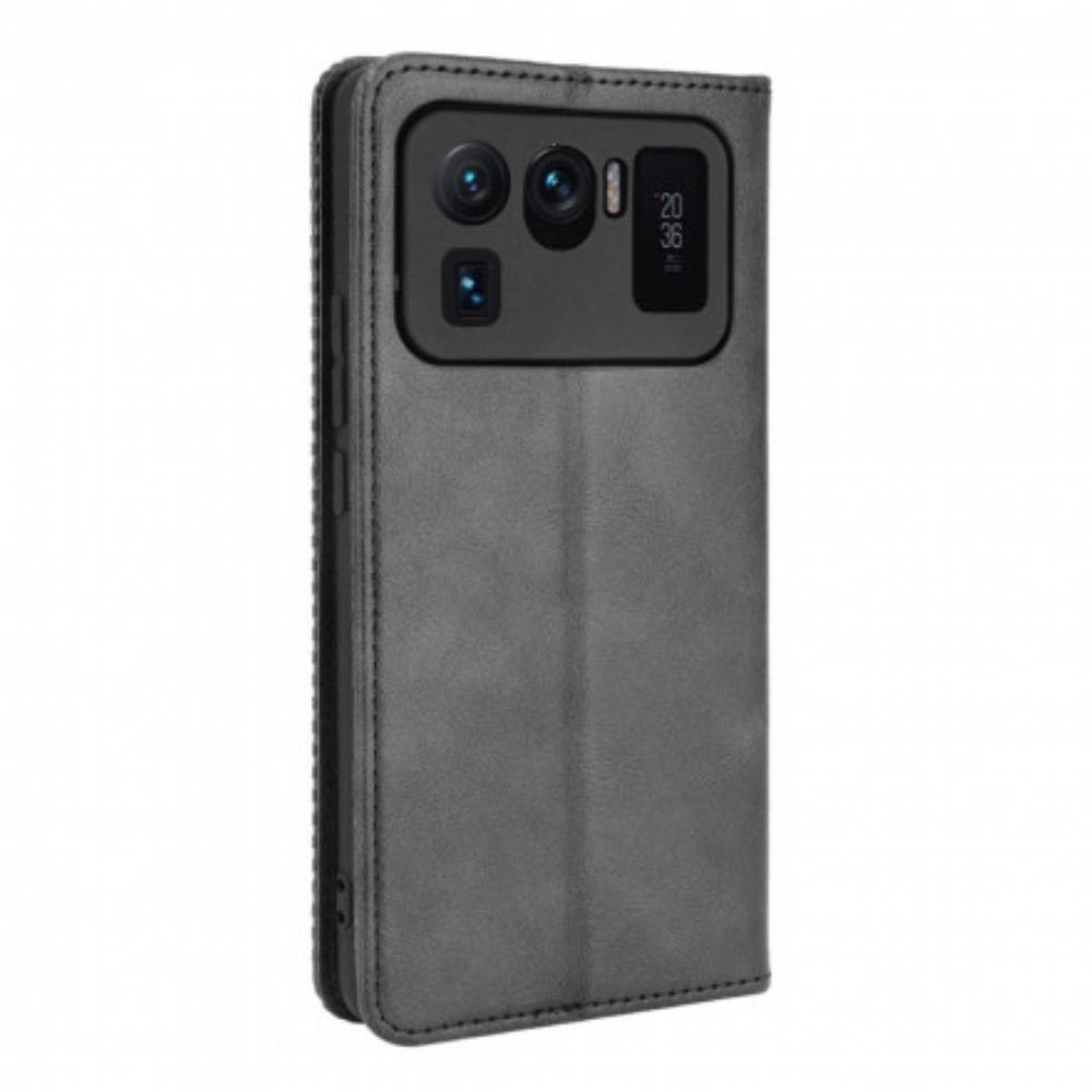 Kryty Na Mobil Na Xiaomi Mi 11 Ultra Flipové Pouzdro Stylizovaný Vintage Kožený Efekt