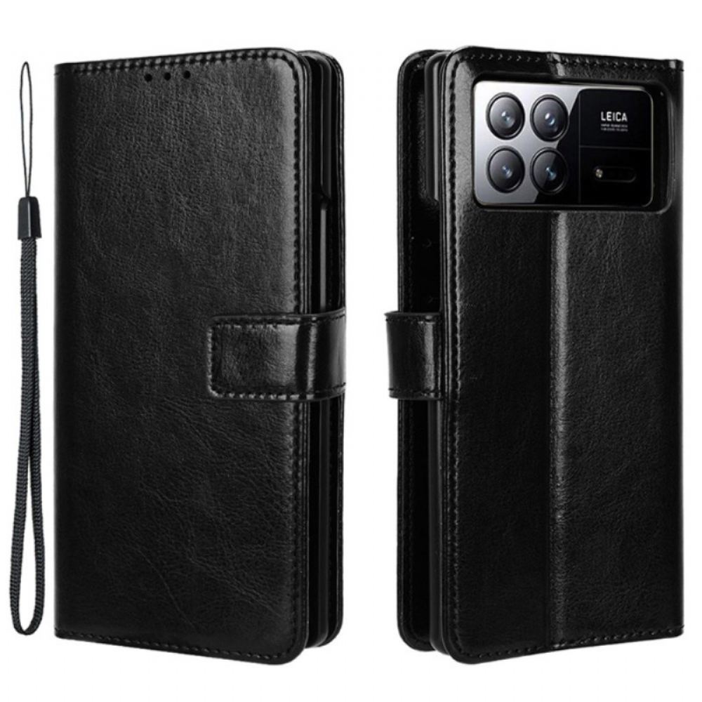 Kožený Kryt Xiaomi Mix Fold 3 Okázalá Umělá Kůže S Páskem