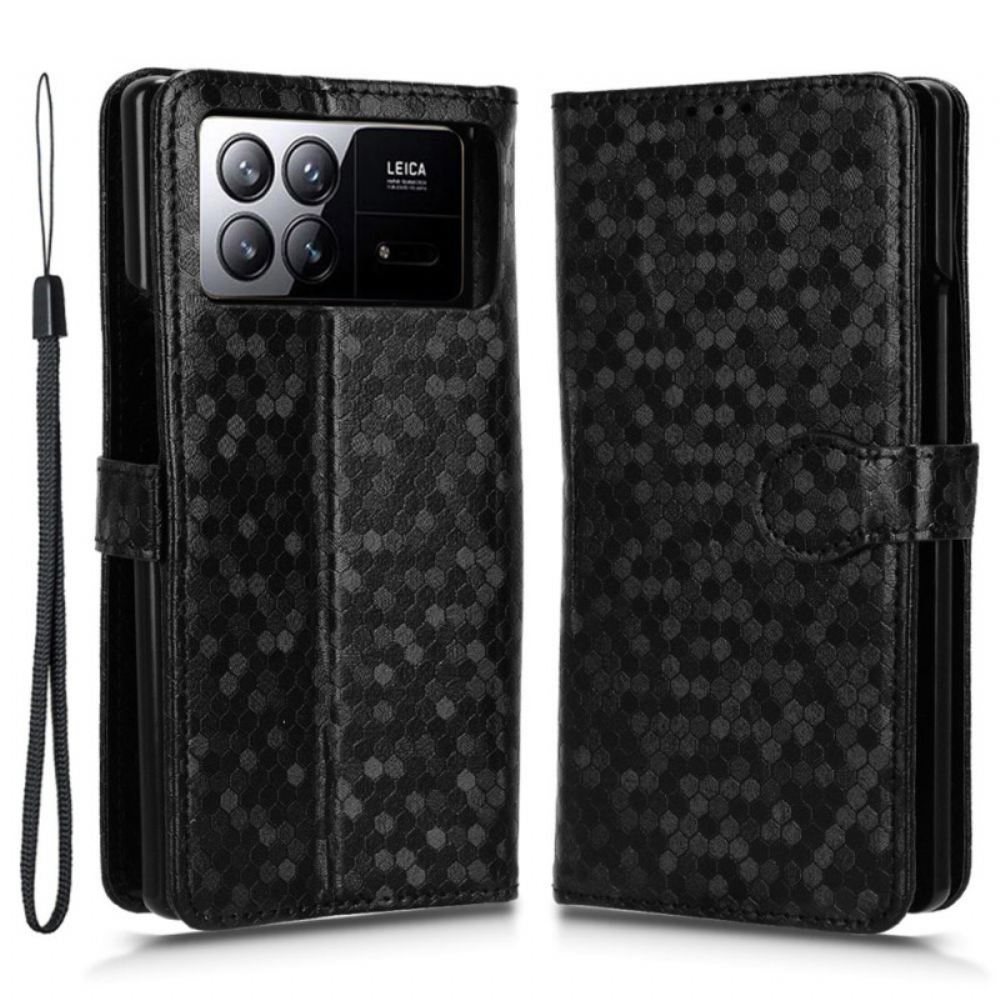 Peněženková Pouzdra Xiaomi Mix Fold 3 Kryty Na Mobil Lesklé Tečky S Páskem
