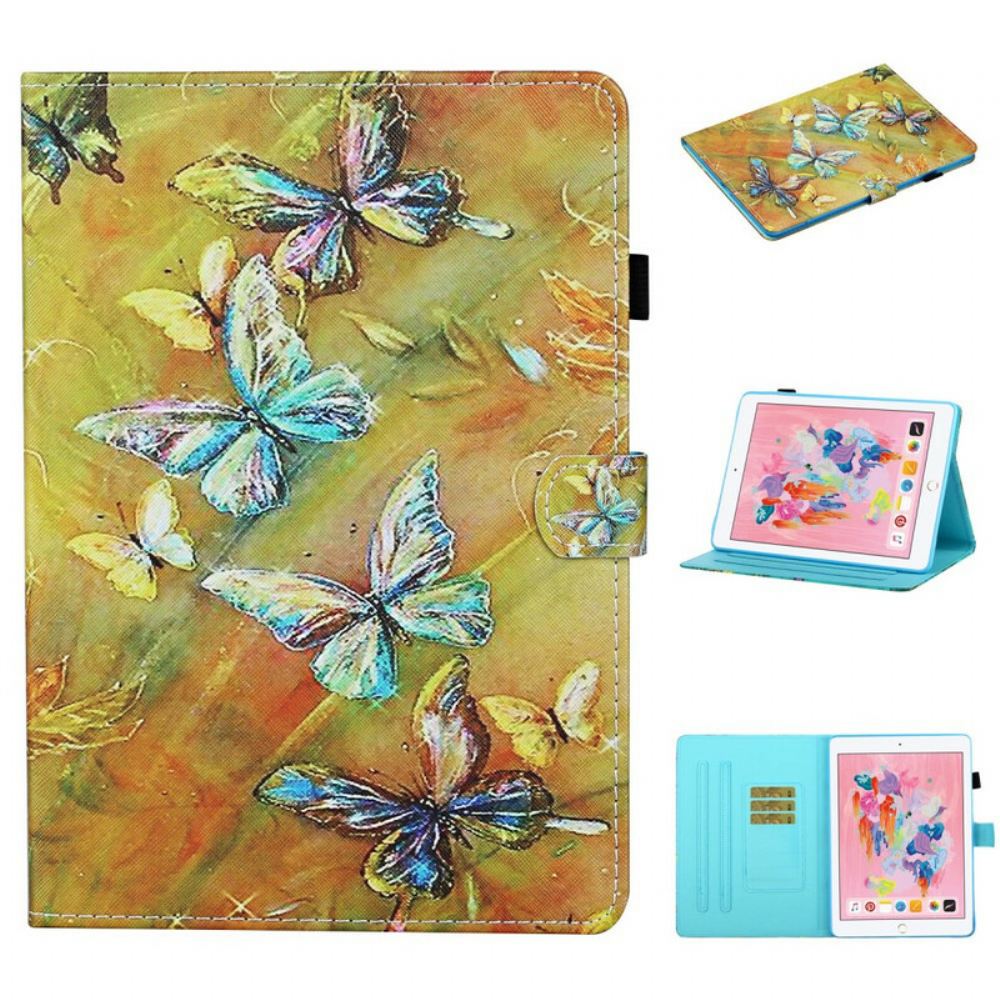 Kožené Pouzdro Na iPad 10.2" (2020) (2019) / Air 10.5" / Pro 10.5" Malovaní Motýli