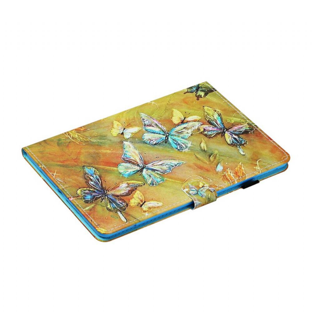 Kožené Pouzdro Na iPad 10.2" (2020) (2019) / Air 10.5" / Pro 10.5" Malovaní Motýli