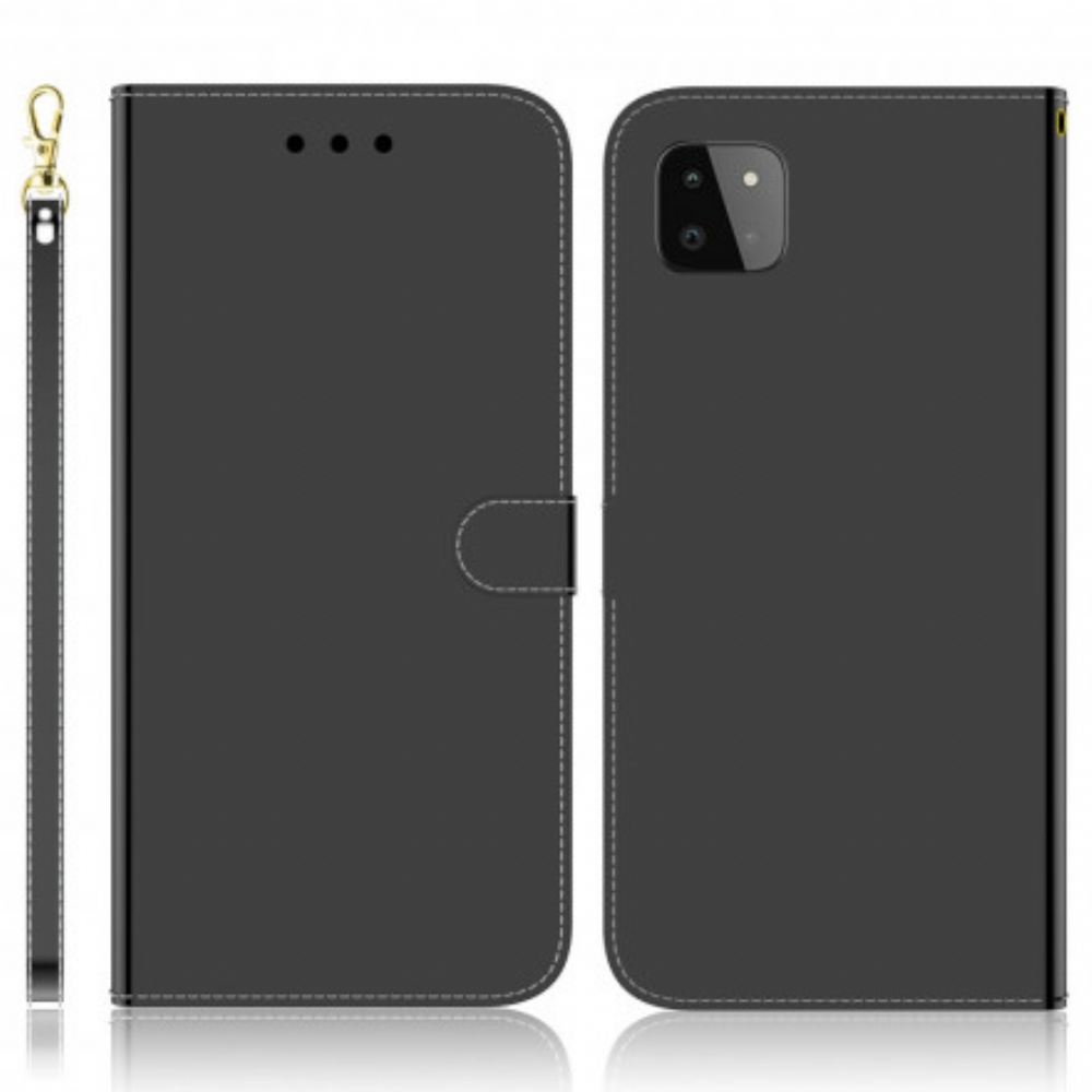 Flipové Pouzdro Na Samsung Galaxy A22 5G Kryt Zrcadla Z Imitace Kůže