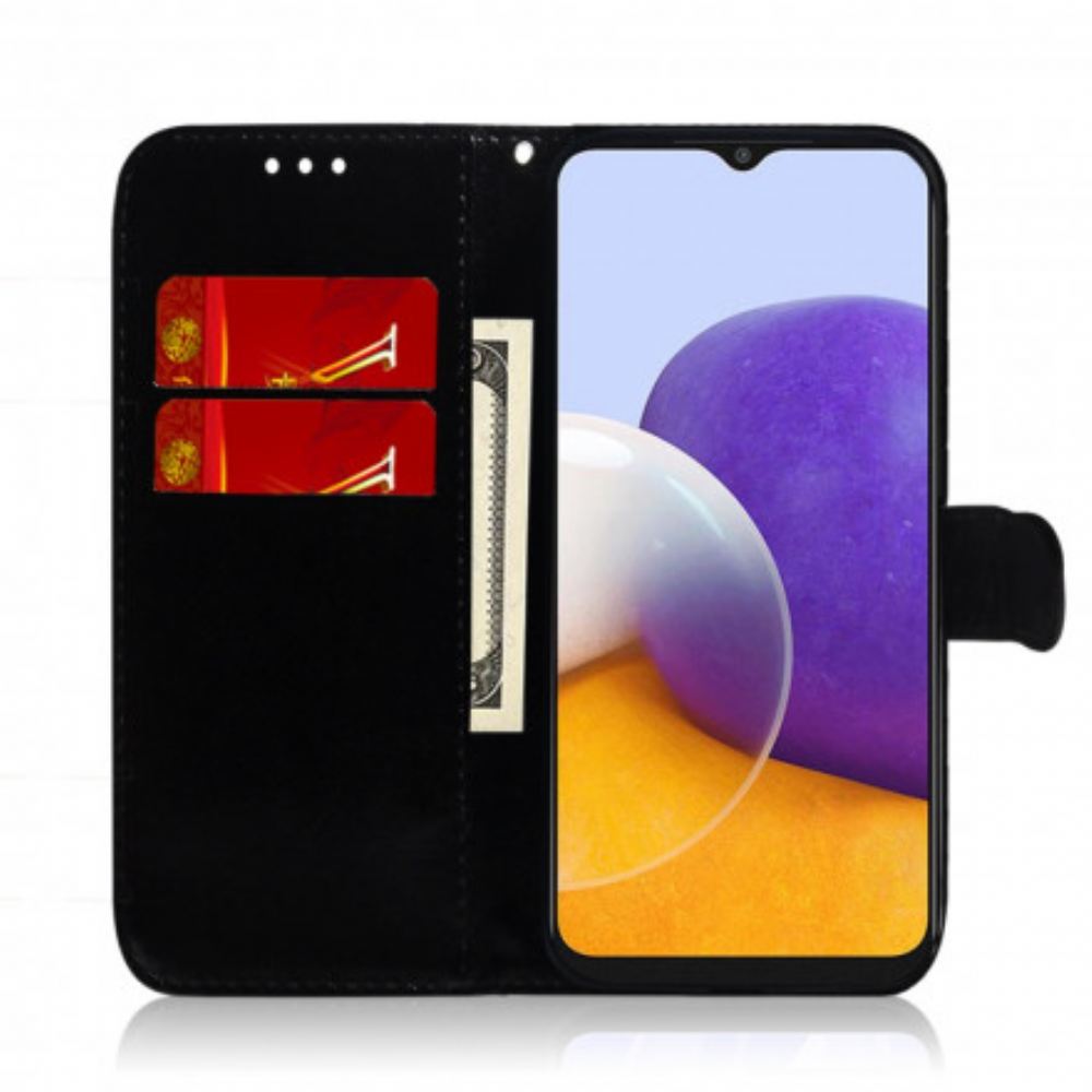 Flipové Pouzdro Na Samsung Galaxy A22 5G Kryt Zrcadla Z Imitace Kůže