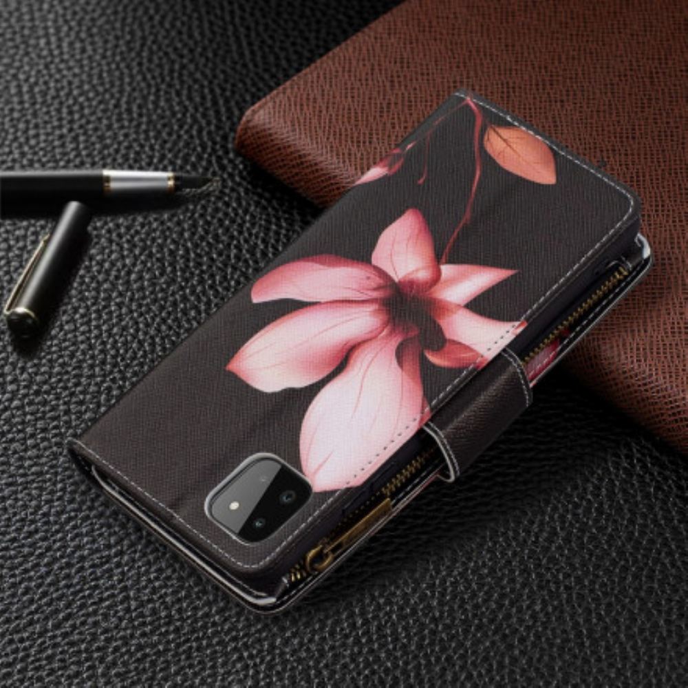 Flipové Pouzdro Na Samsung Galaxy A22 5G Květinová Kapsa Na Zip