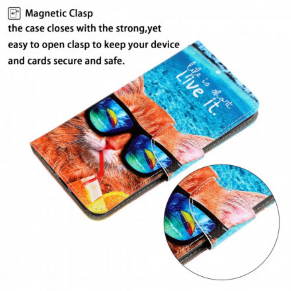 Flipové Pouzdro Na Samsung Galaxy A22 5G Na Lana Cat Live It Strappy