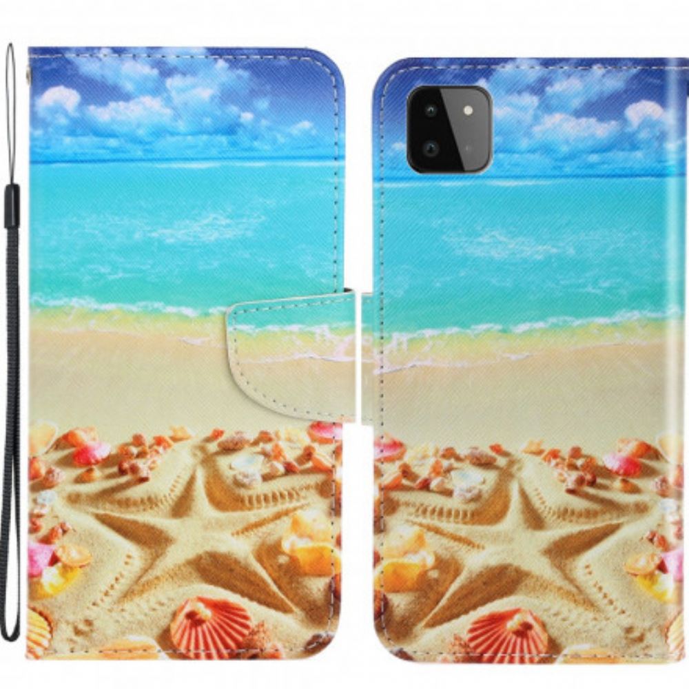 Flipové Pouzdro Na Samsung Galaxy A22 5G Na Lana Strappy Beach