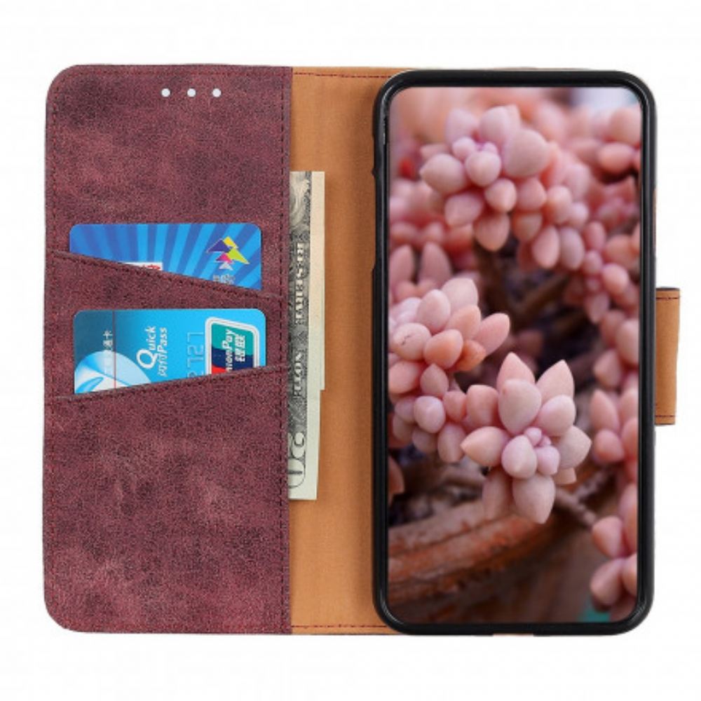 Flipové Pouzdro Na Samsung Galaxy A22 5G Vintage Štípaná Kůže