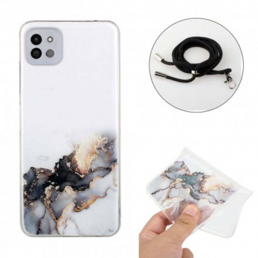 Kryt Na Samsung Galaxy A22 5G Na Lana S Mramorovou Šňůrou
