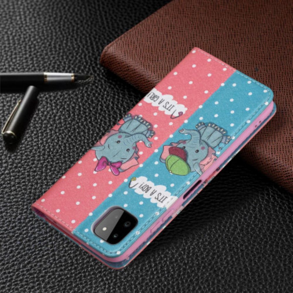 Kryty Na Mobil Na Samsung Galaxy A22 5G Flipové Pouzdro Slůňata