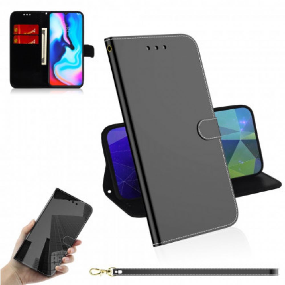 Flipové Pouzdro Na Moto G9 Play Kryt Na Zrcadlo Z Umělé Kůže