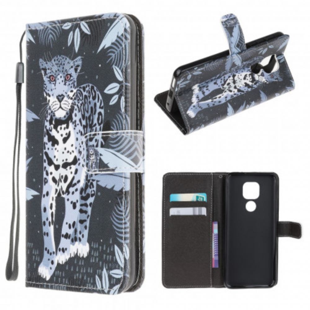 Flipové Pouzdro Na Moto G9 Play Na Lana Strappy Leopard