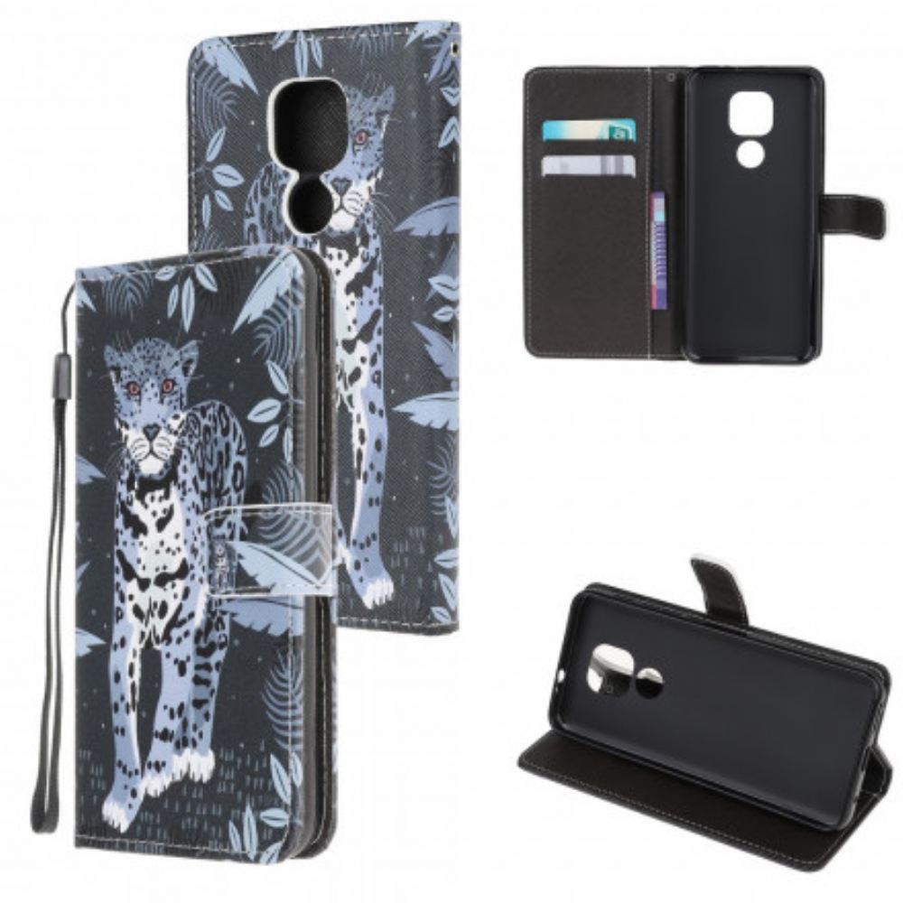 Flipové Pouzdro Na Moto G9 Play Na Lana Strappy Leopard
