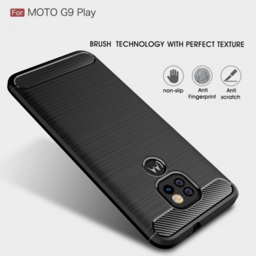 Kryt Na Moto G9 Play Kartáčované Uhlíkové Vlákno