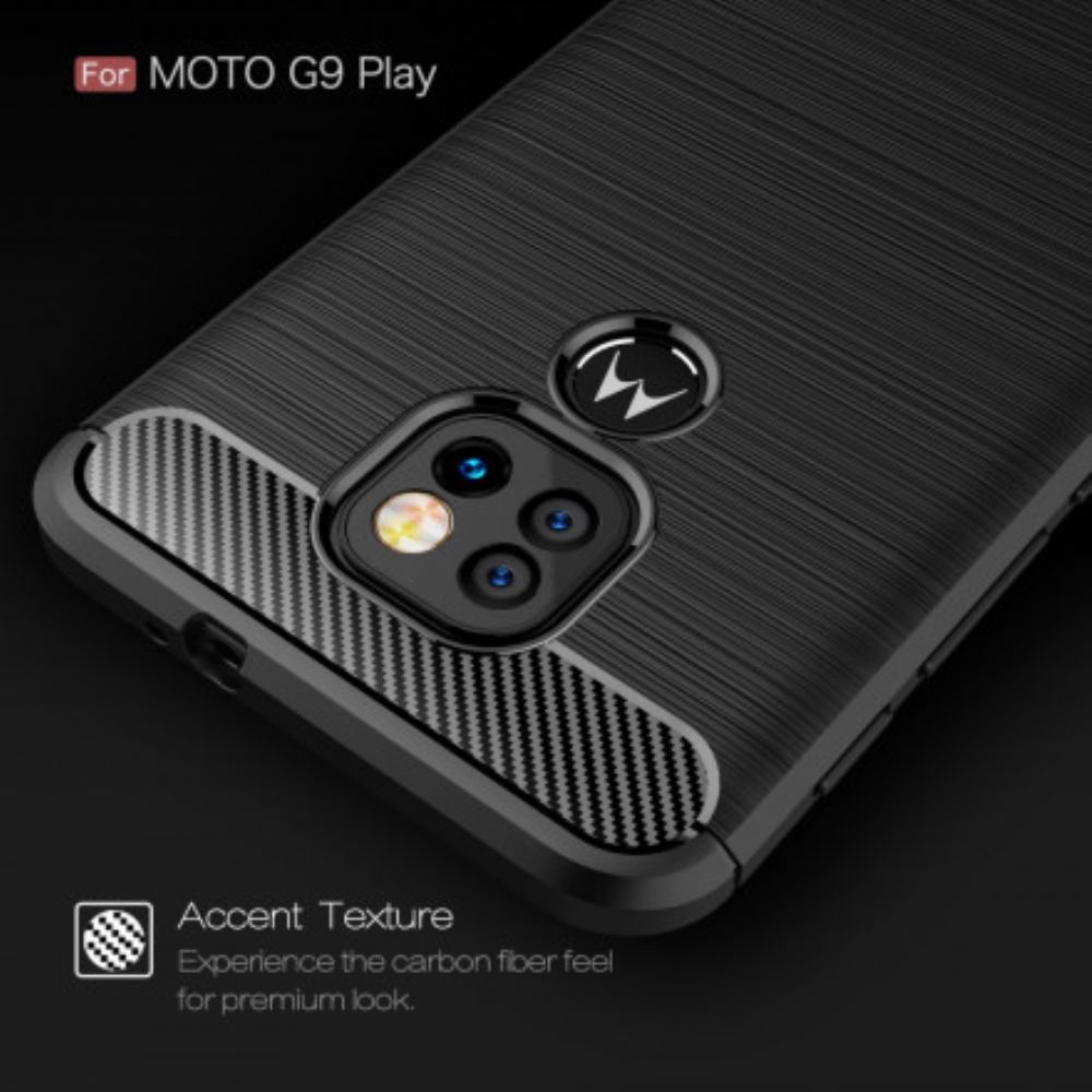 Kryt Na Moto G9 Play Kartáčované Uhlíkové Vlákno