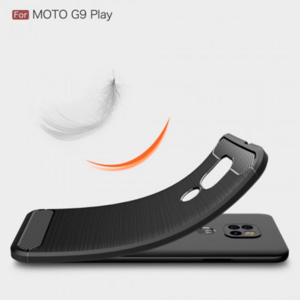 Kryt Na Moto G9 Play Kartáčované Uhlíkové Vlákno