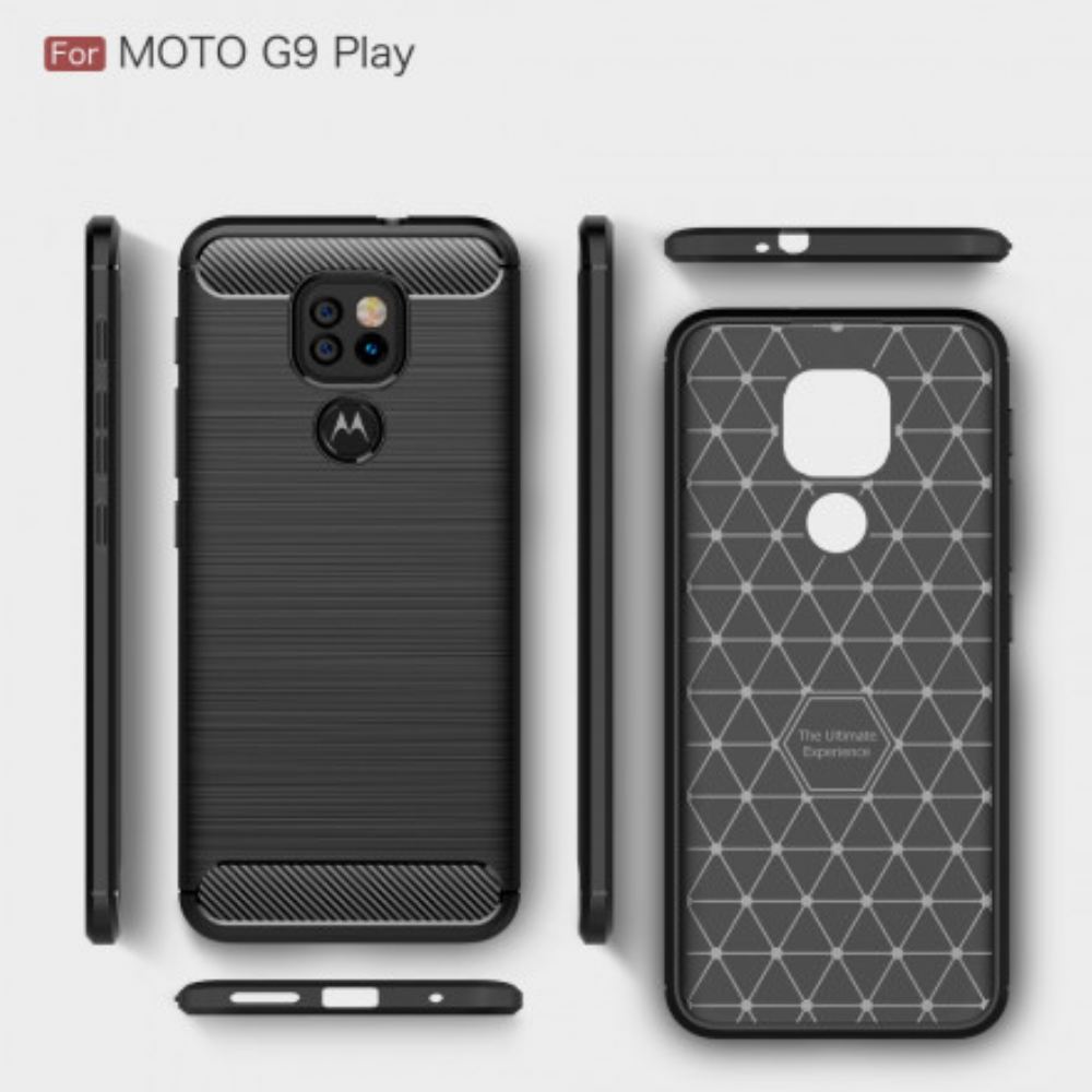 Kryt Na Moto G9 Play Kartáčované Uhlíkové Vlákno