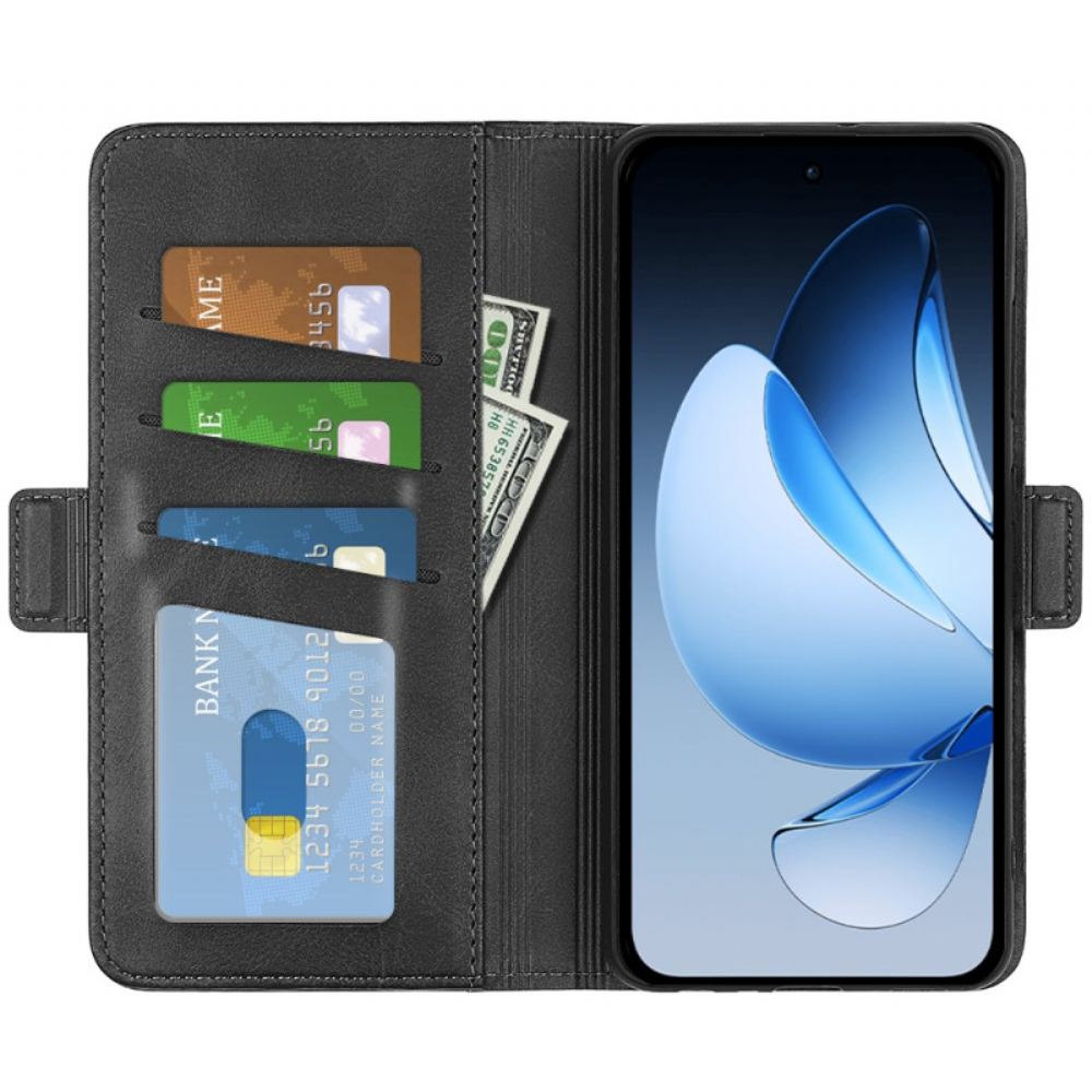 Kožený Kryt Na Oppo Reno 13 5g Dvojitá Spona