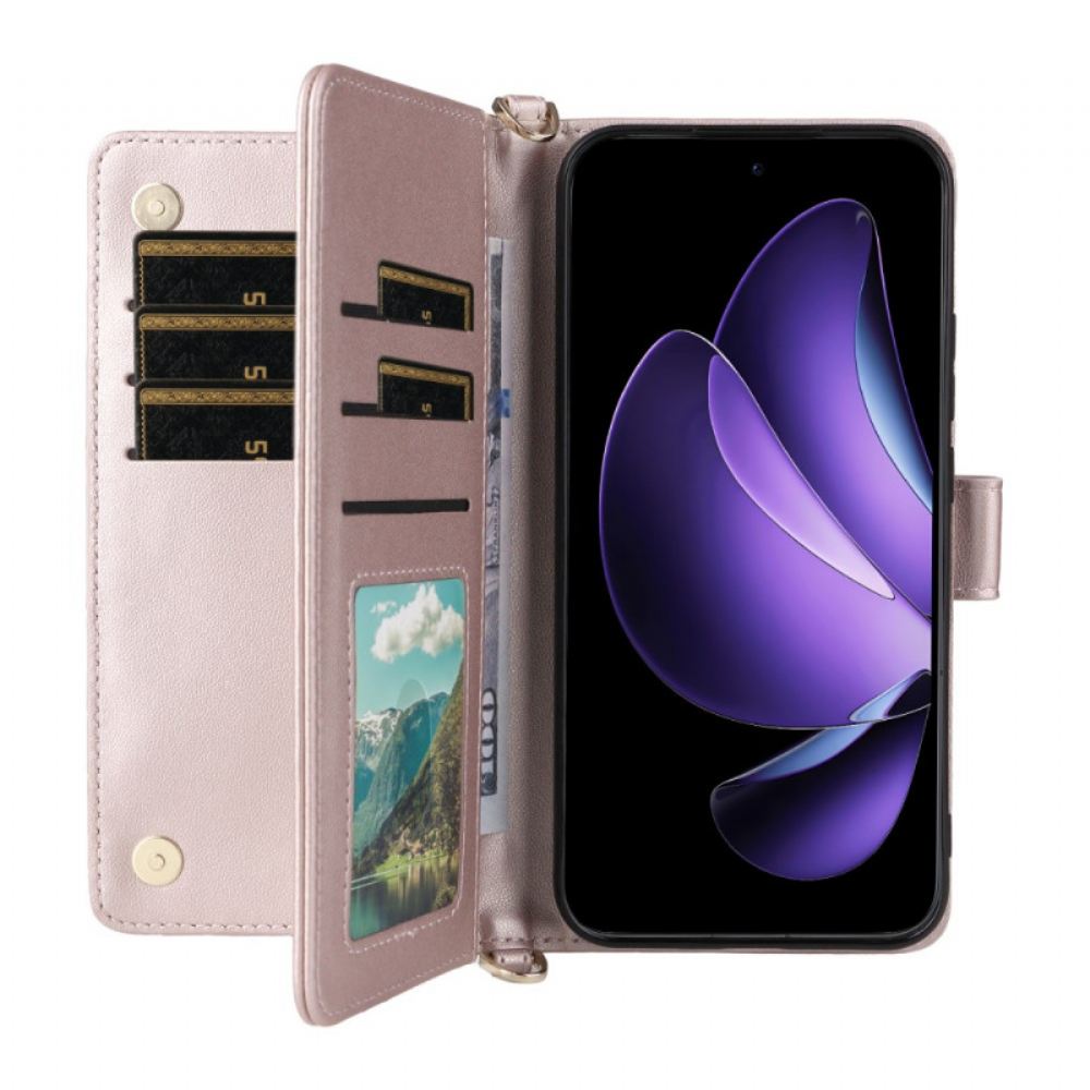 Kožený Kryt Na Oppo Reno 13 5g Retro Design S Popruhem A Ramenním Popruhem