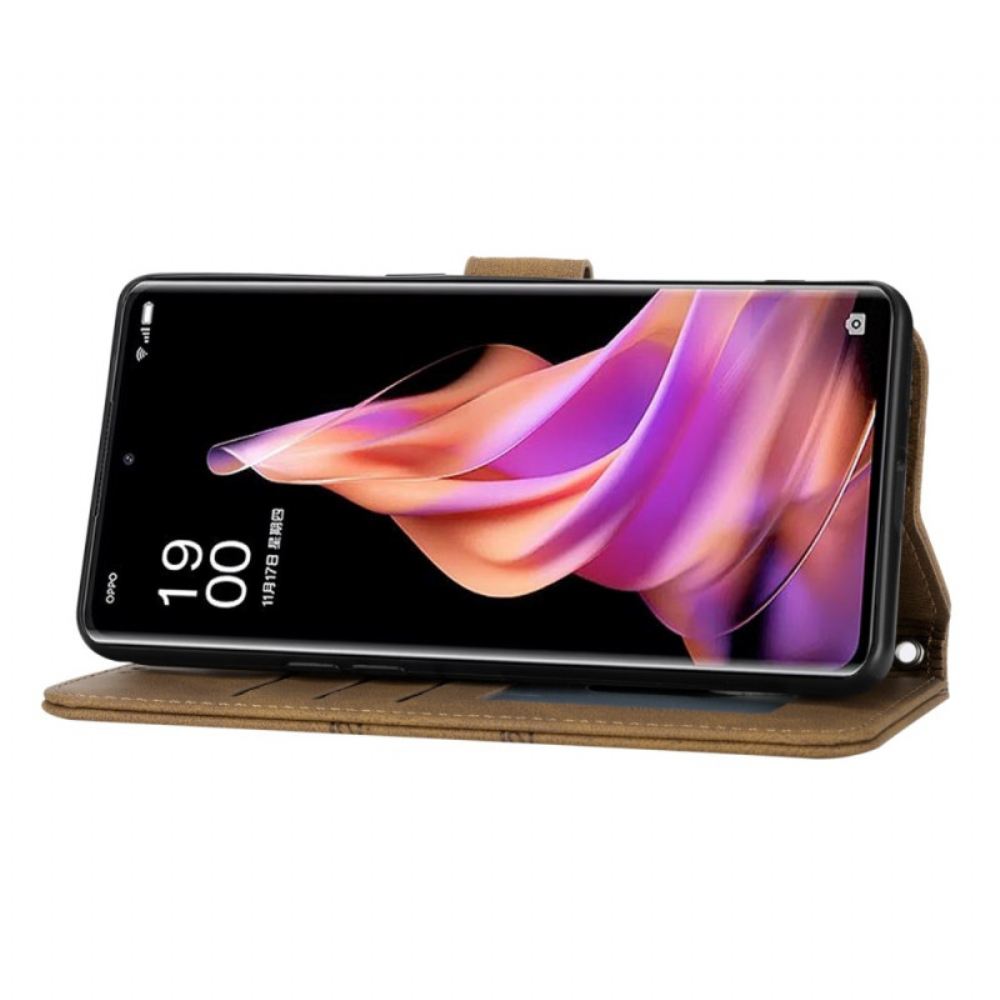 Kožený Kryt Oppo Reno 13 5g Dvojitý Vlys S Popruhem