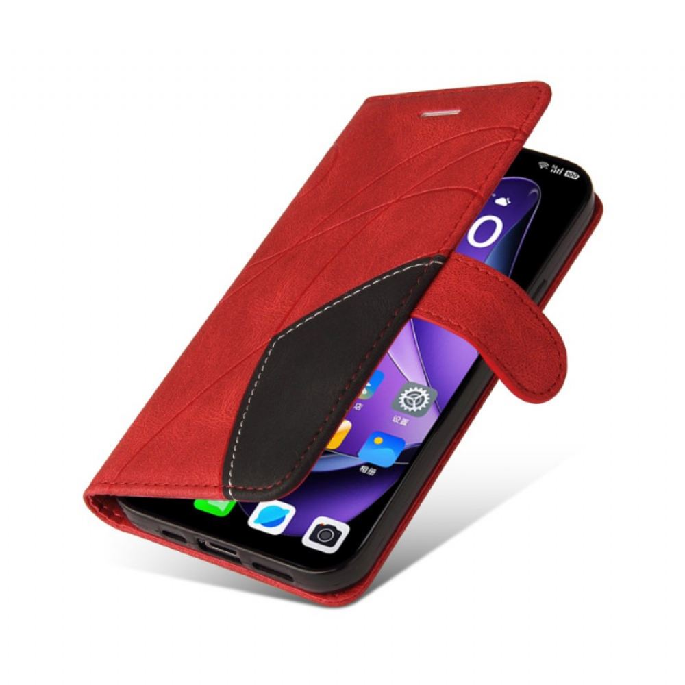 Kožený Kryt Oppo Reno 13 5g Dvoubarevné Vlnovky