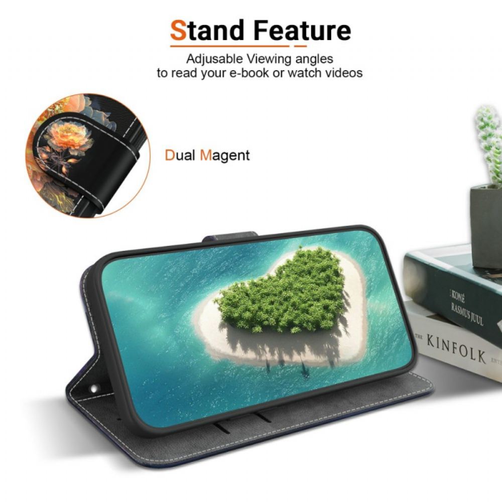 Kožený Kryt Oppo Reno 13 5g Zlatá Pivoňka