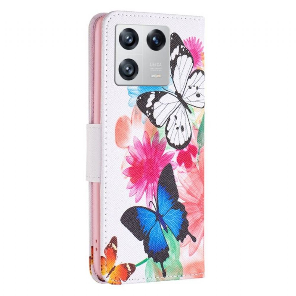 Flipové Pouzdro Na Xiaomi 13 Akvarel Motýli