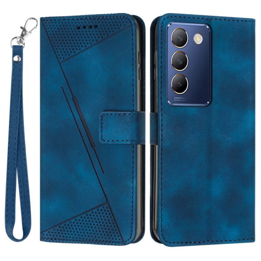 Kožený Kryt Vivo V40 Se 5g Trojúhelníkové Vzory Řemínků