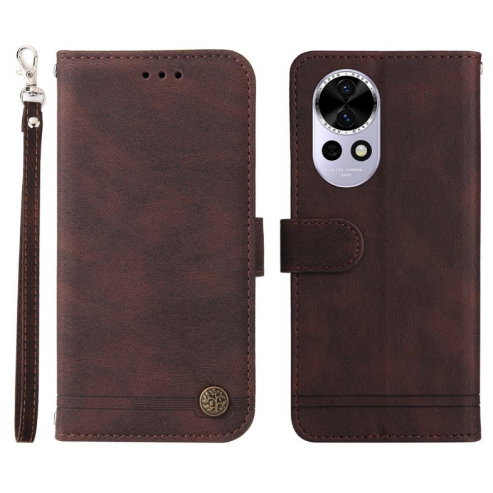 Kožený Kryt Na Huawei Nova 13 Vintage Nýt A Řemínek