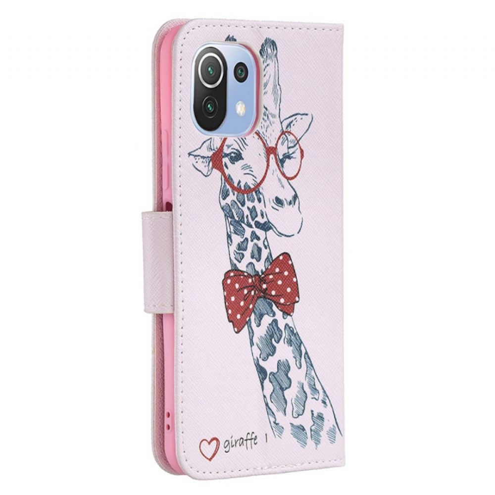 Flipové Pouzdro Na Xiaomi Mi 11 Lite 5G NE / Mi 11 Lite 4G / 5G Chytrá Žirafa