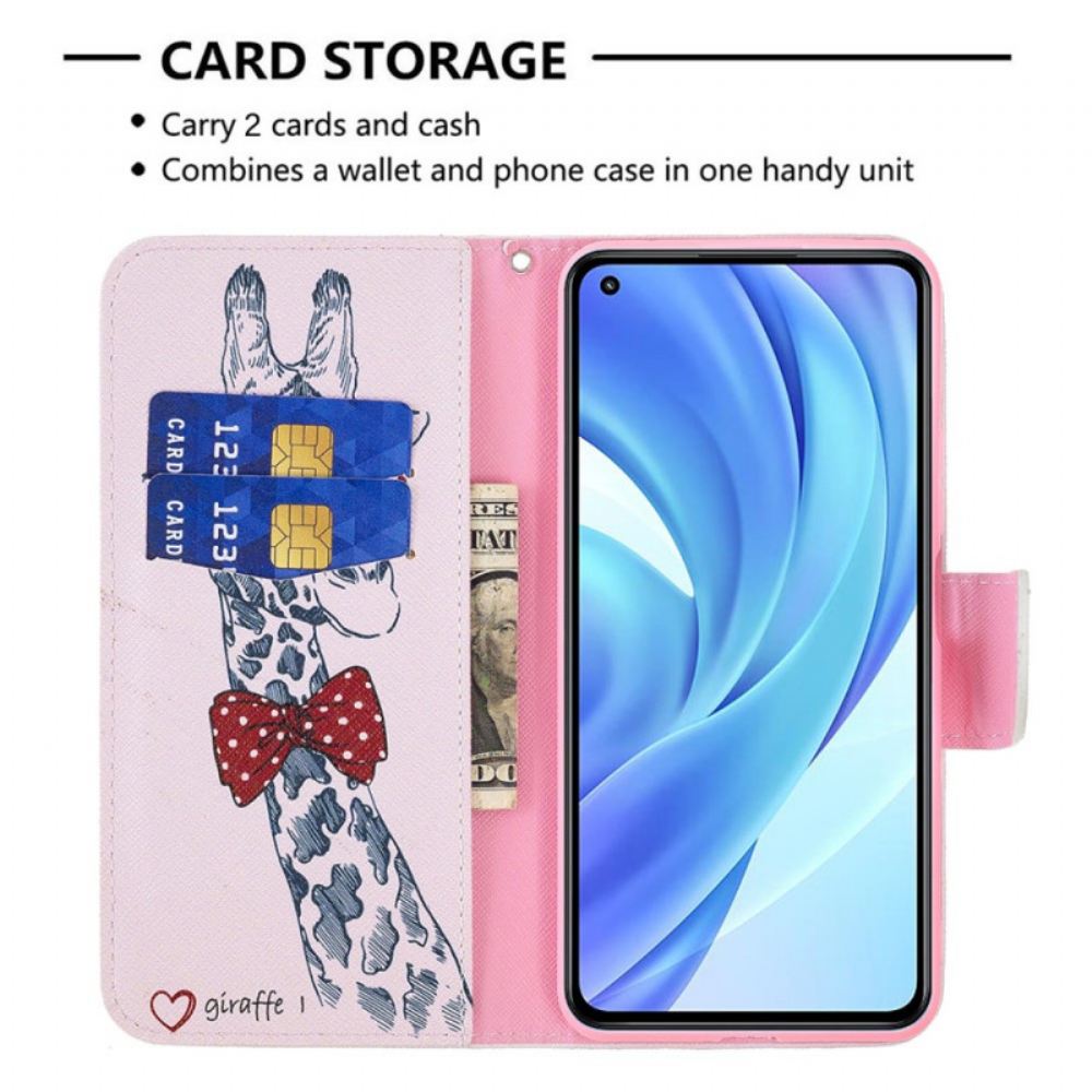 Flipové Pouzdro Na Xiaomi Mi 11 Lite 5G NE / Mi 11 Lite 4G / 5G Chytrá Žirafa