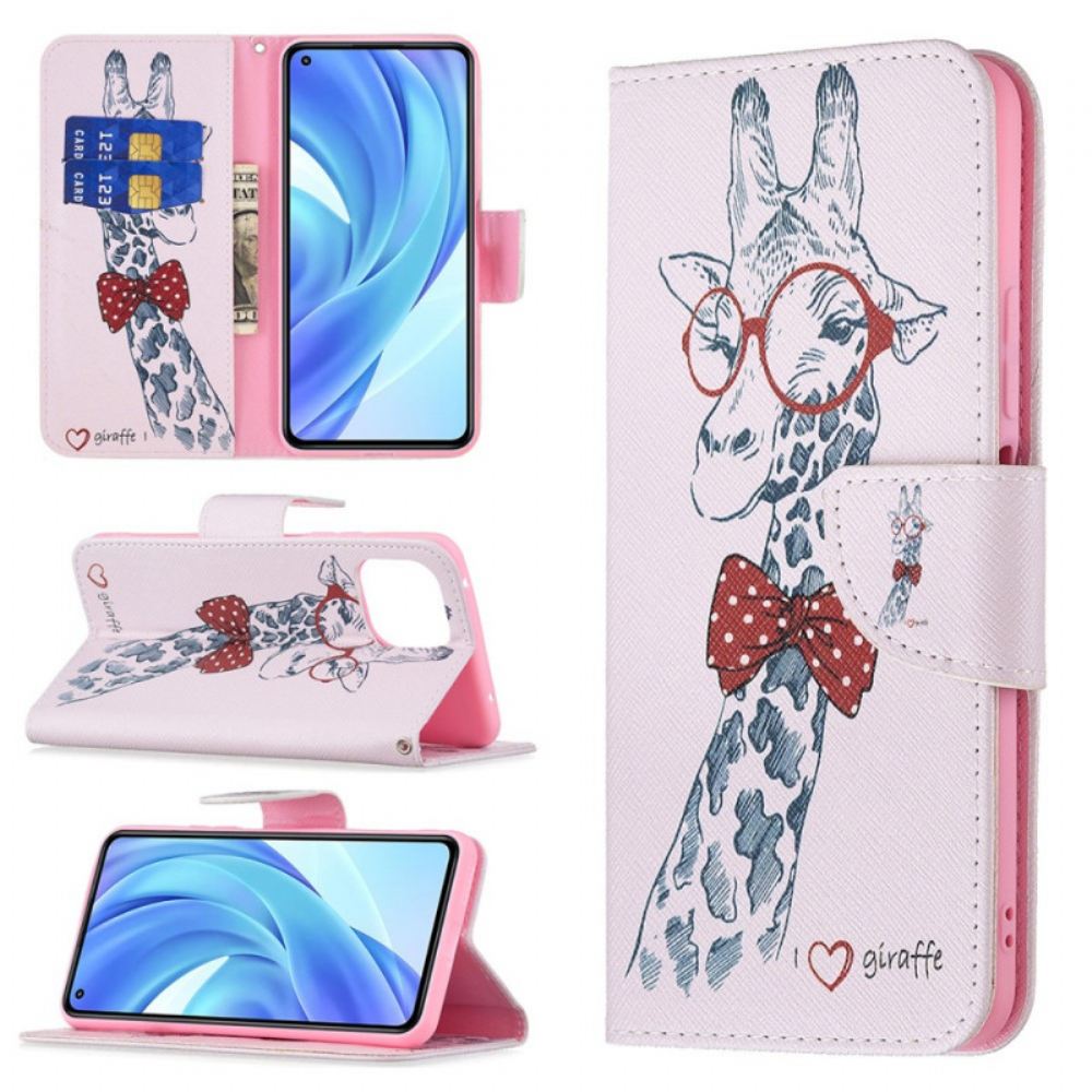 Flipové Pouzdro Na Xiaomi Mi 11 Lite 5G NE / Mi 11 Lite 4G / 5G Chytrá Žirafa