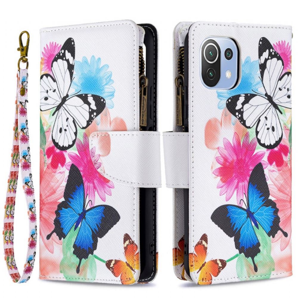 Flipové Pouzdro Na Xiaomi Mi 11 Lite 5G NE / Mi 11 Lite 4G / 5G Kapsa Na Zip S Motýly