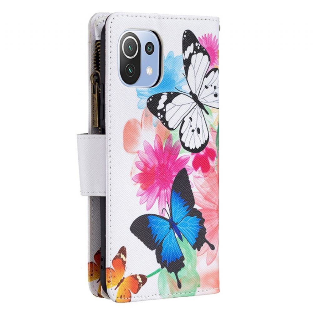 Flipové Pouzdro Na Xiaomi Mi 11 Lite 5G NE / Mi 11 Lite 4G / 5G Kapsa Na Zip S Motýly