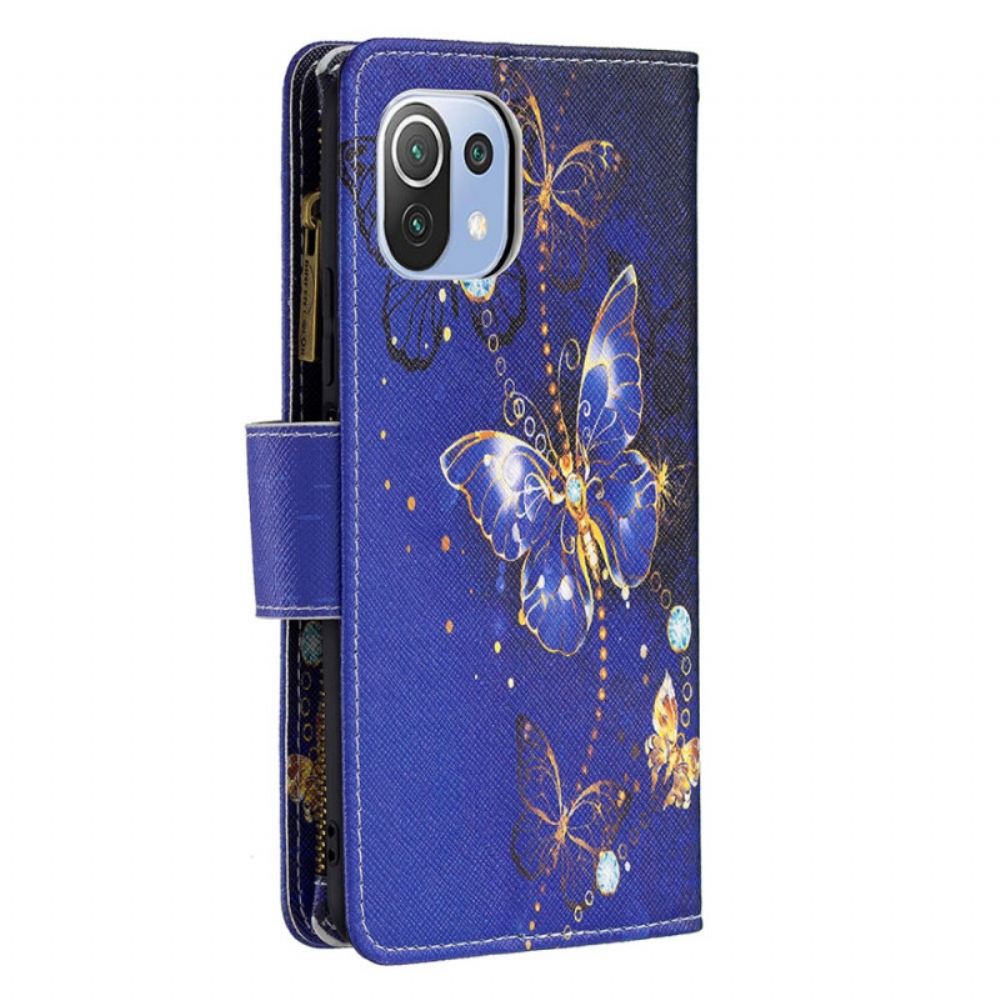 Flipové Pouzdro Na Xiaomi Mi 11 Lite 5G NE / Mi 11 Lite 4G / 5G Kapsa Na Zip S Motýly