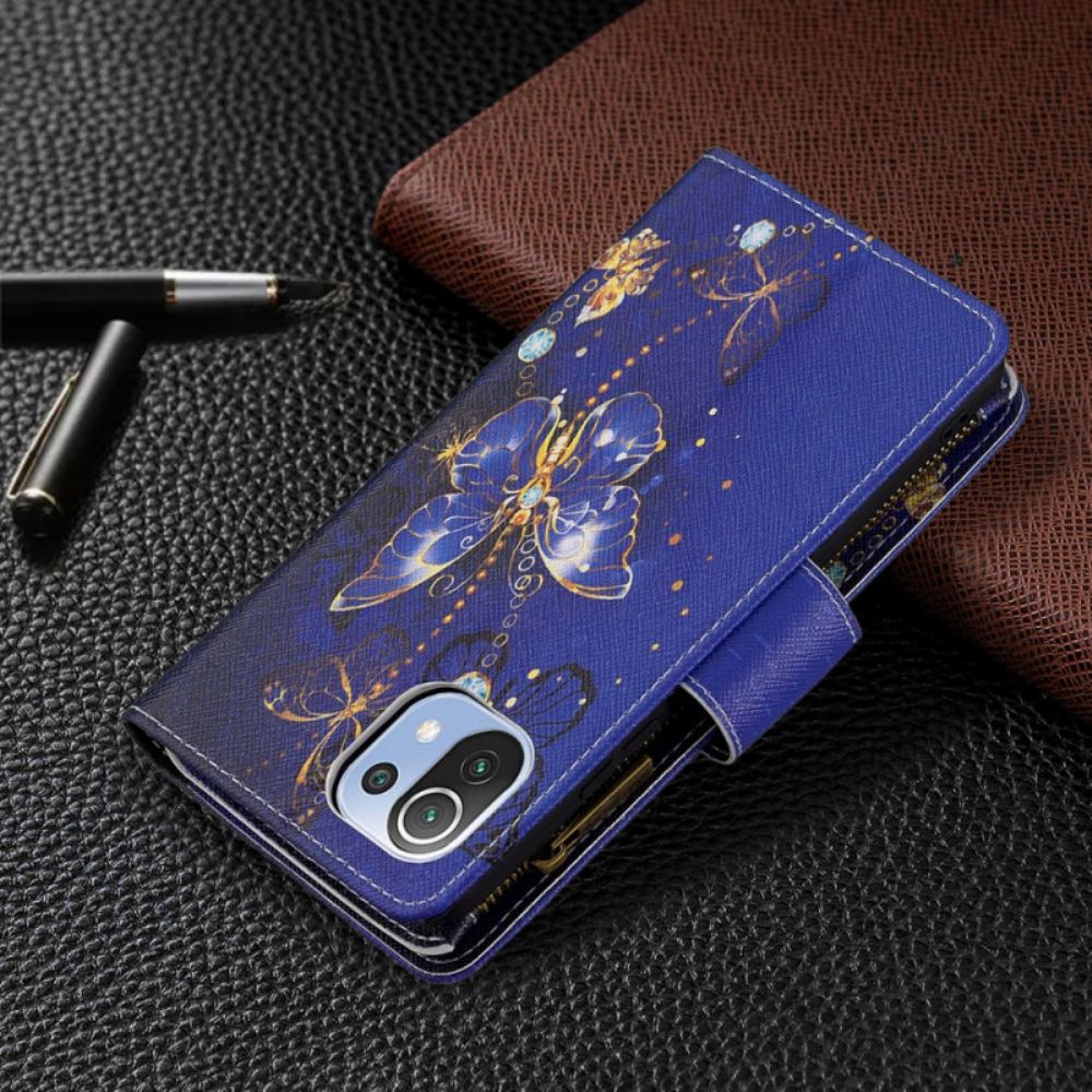 Flipové Pouzdro Na Xiaomi Mi 11 Lite 5G NE / Mi 11 Lite 4G / 5G Kapsa Na Zip S Motýly