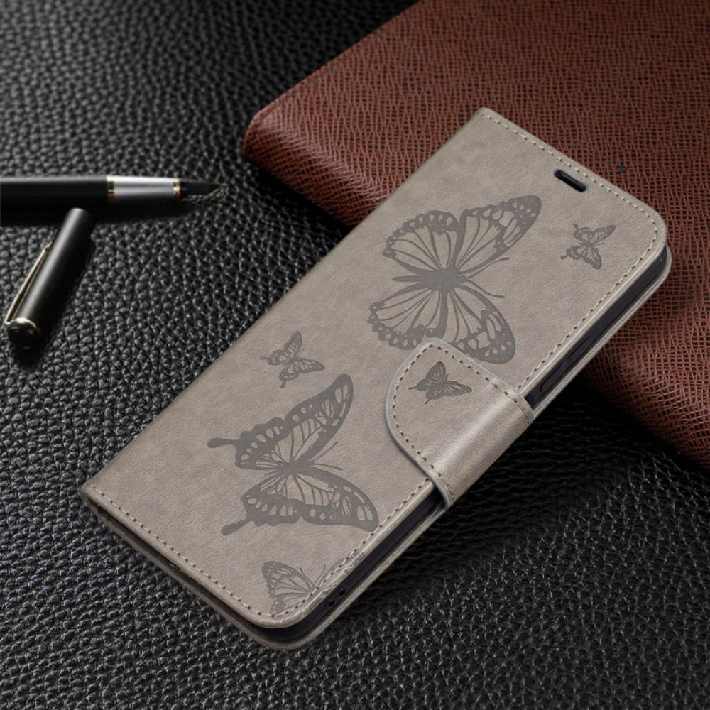 Flipové Pouzdro Na Xiaomi Mi 11 Lite 5G NE / Mi 11 Lite 4G / 5G Na Lana Popruh S Potiskem Motýlů