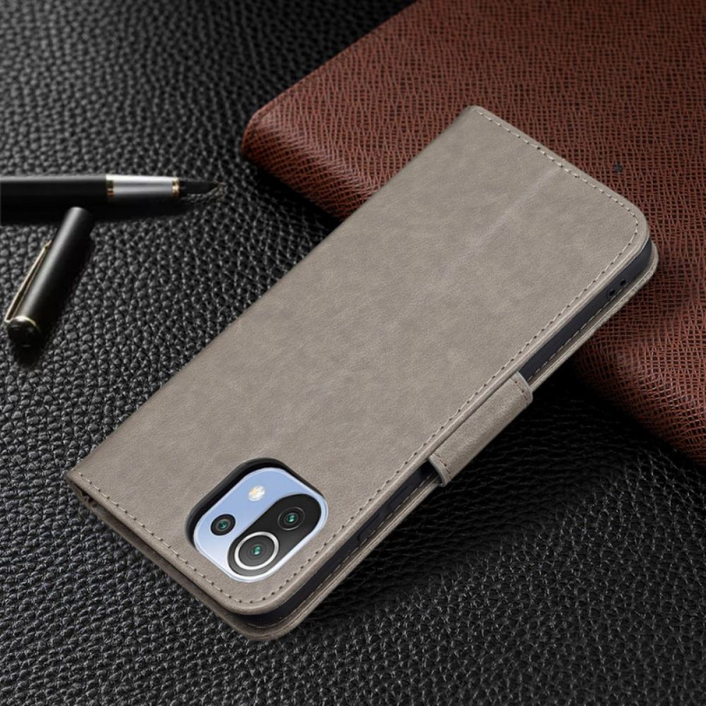 Flipové Pouzdro Na Xiaomi Mi 11 Lite 5G NE / Mi 11 Lite 4G / 5G Na Lana Popruh S Potiskem Motýlů